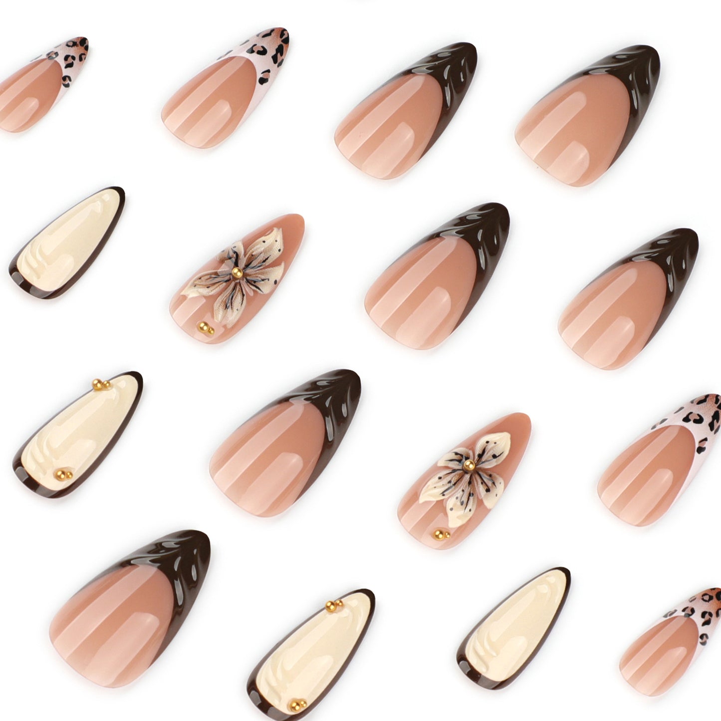 3D Floral French Tip Nails
