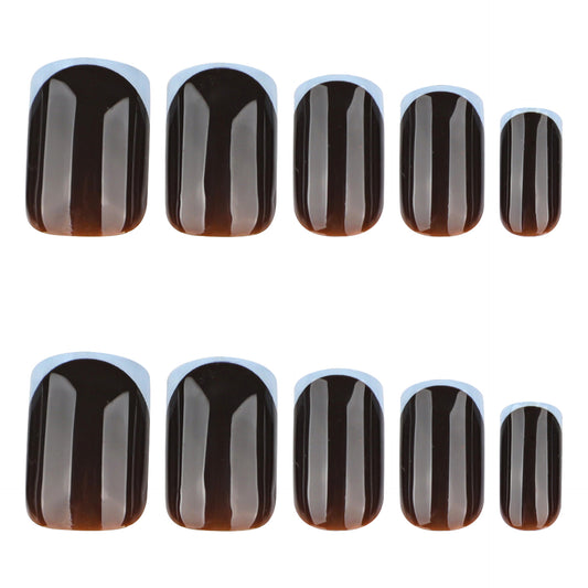 French Light Gray Blue & Brown Tone Nails
