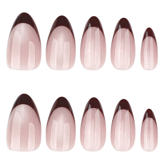 Warm Brown French Cat Eye Nails