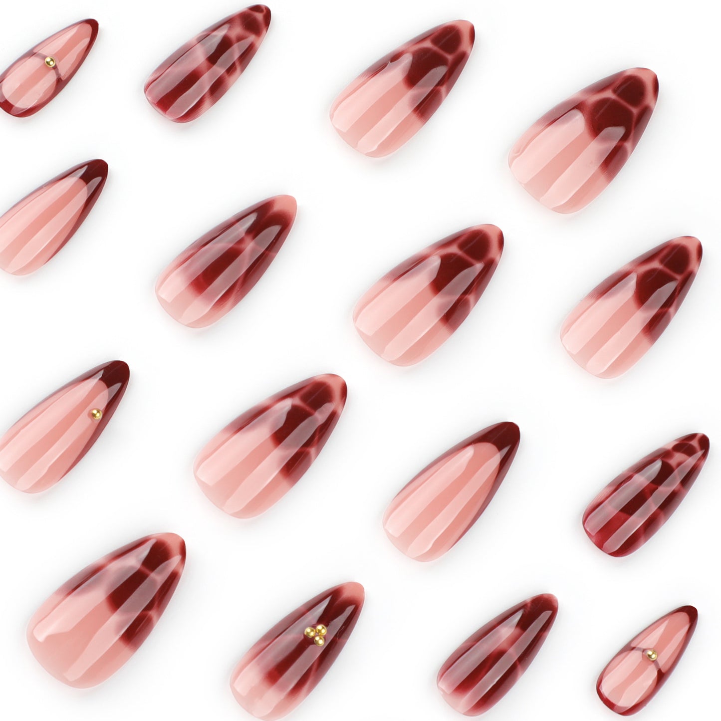 Burgundy French Minimalist Petal Press-on Nails