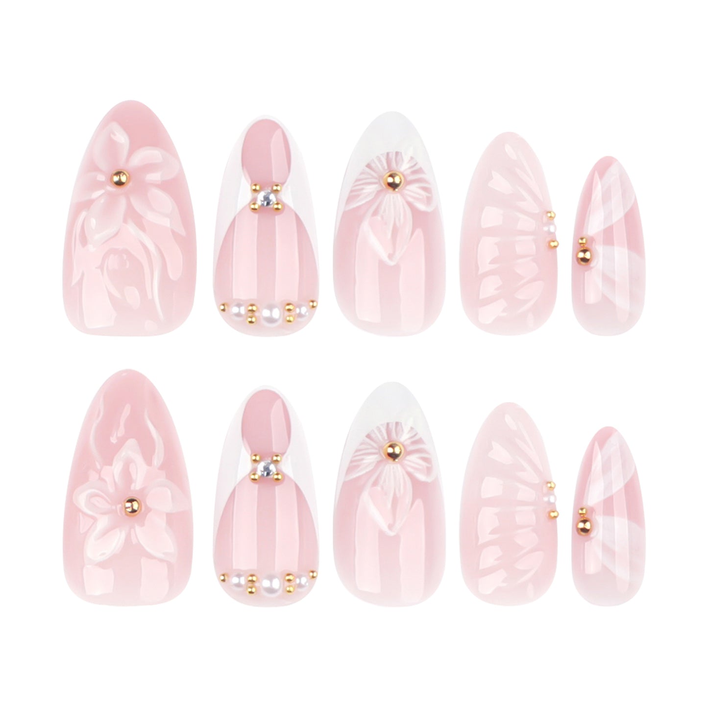 Handmade 3D Sculpted Flower Press-on Nails