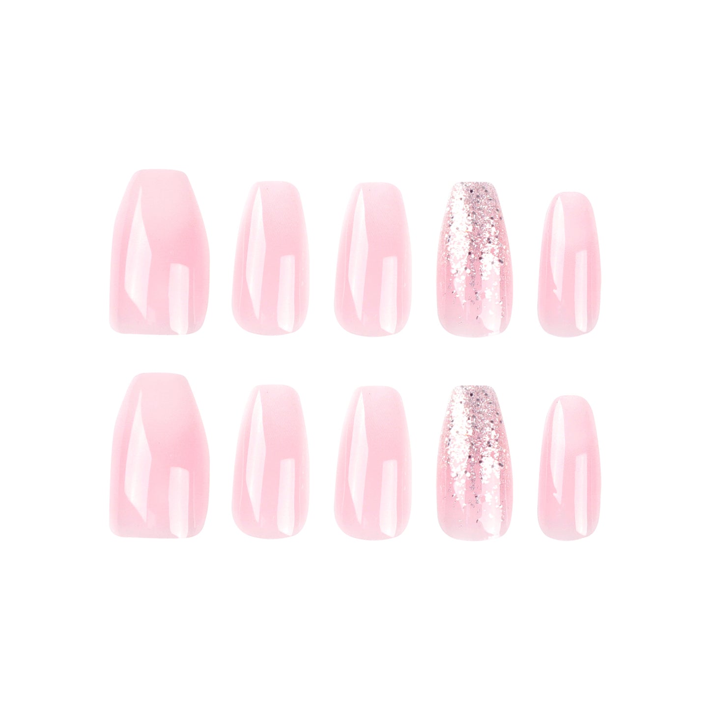 Aesthetic Pink and White Ombre Glitter Press-on Nails