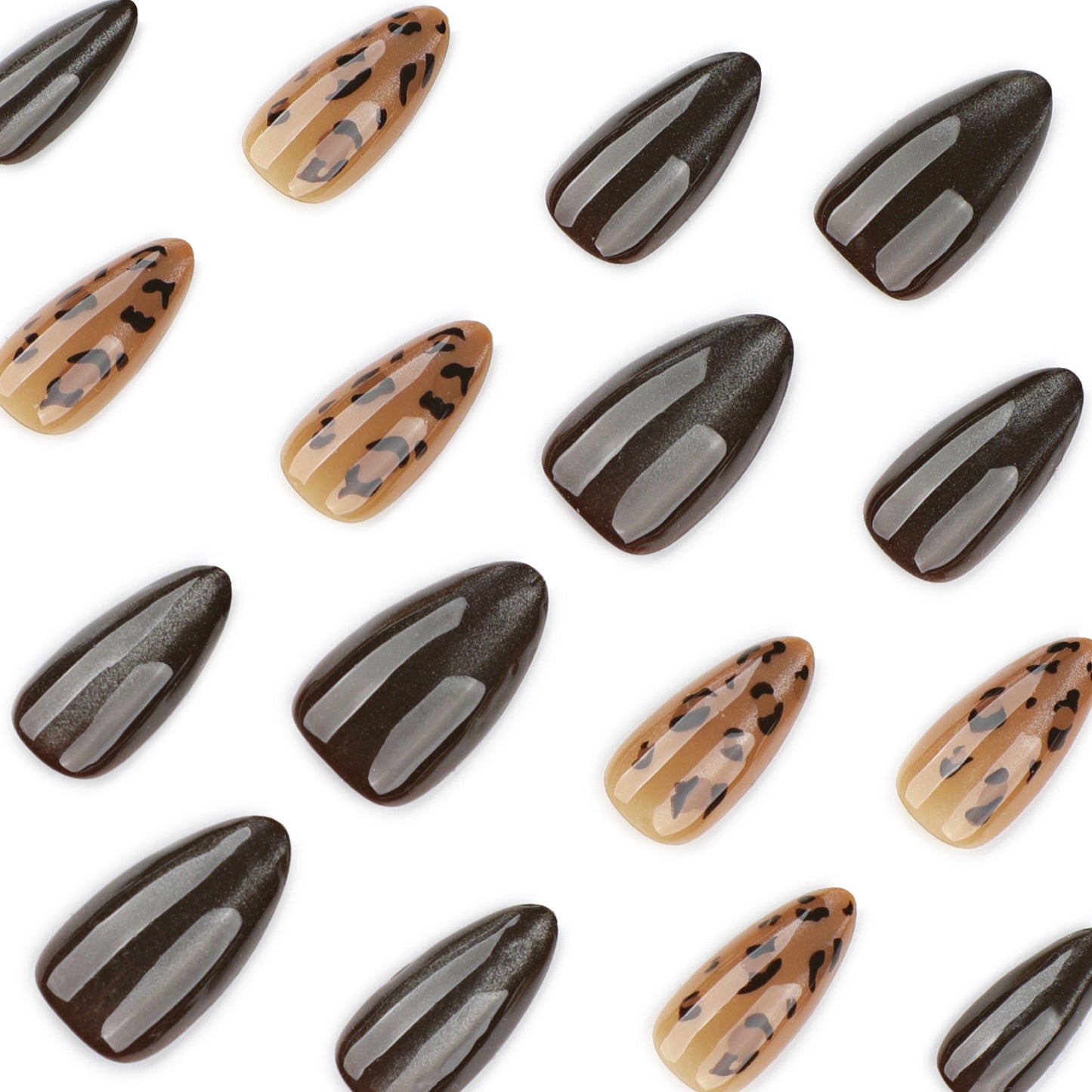 Leopard Print Cat Eye Almond Press-On Nails