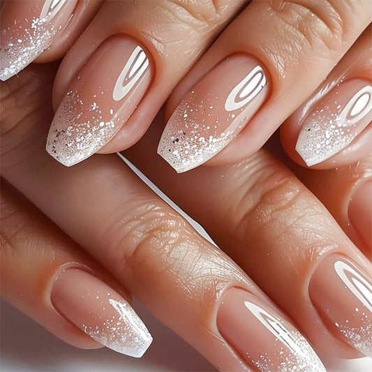 Handmade Silver Glitter Gradient Press-on Nails