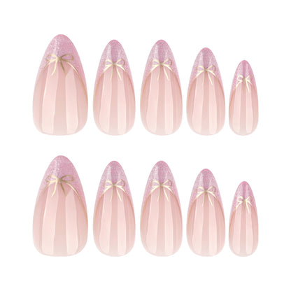 Pink Cat Eye with Glitter Gold Bow  JP4262 Veloura Nails