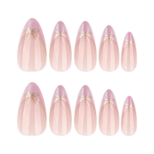 Pink Cat Eye with Glitter Gold Bow  JP4262 Veloura Nails