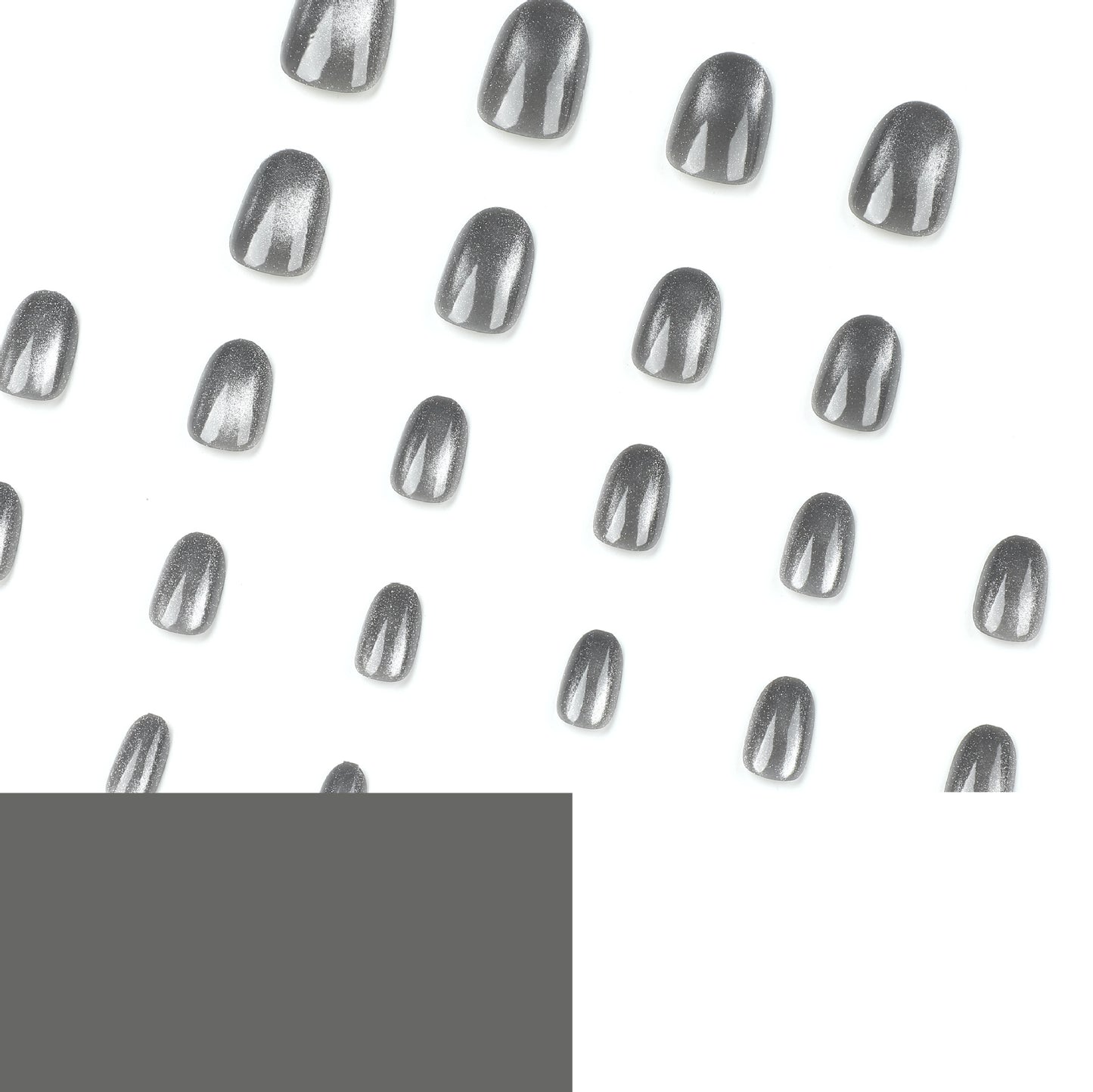 Silver Grey Magnetic Cat Eye Press-on Nails