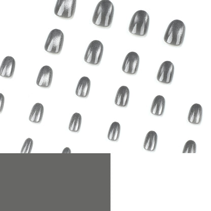 Silver Grey Magnetic Cat Eye Press-on Nails