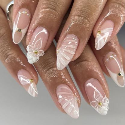 Handmade 3D Sculpted Flower Press-on Nails