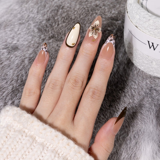 3D Floral French Tip Nails