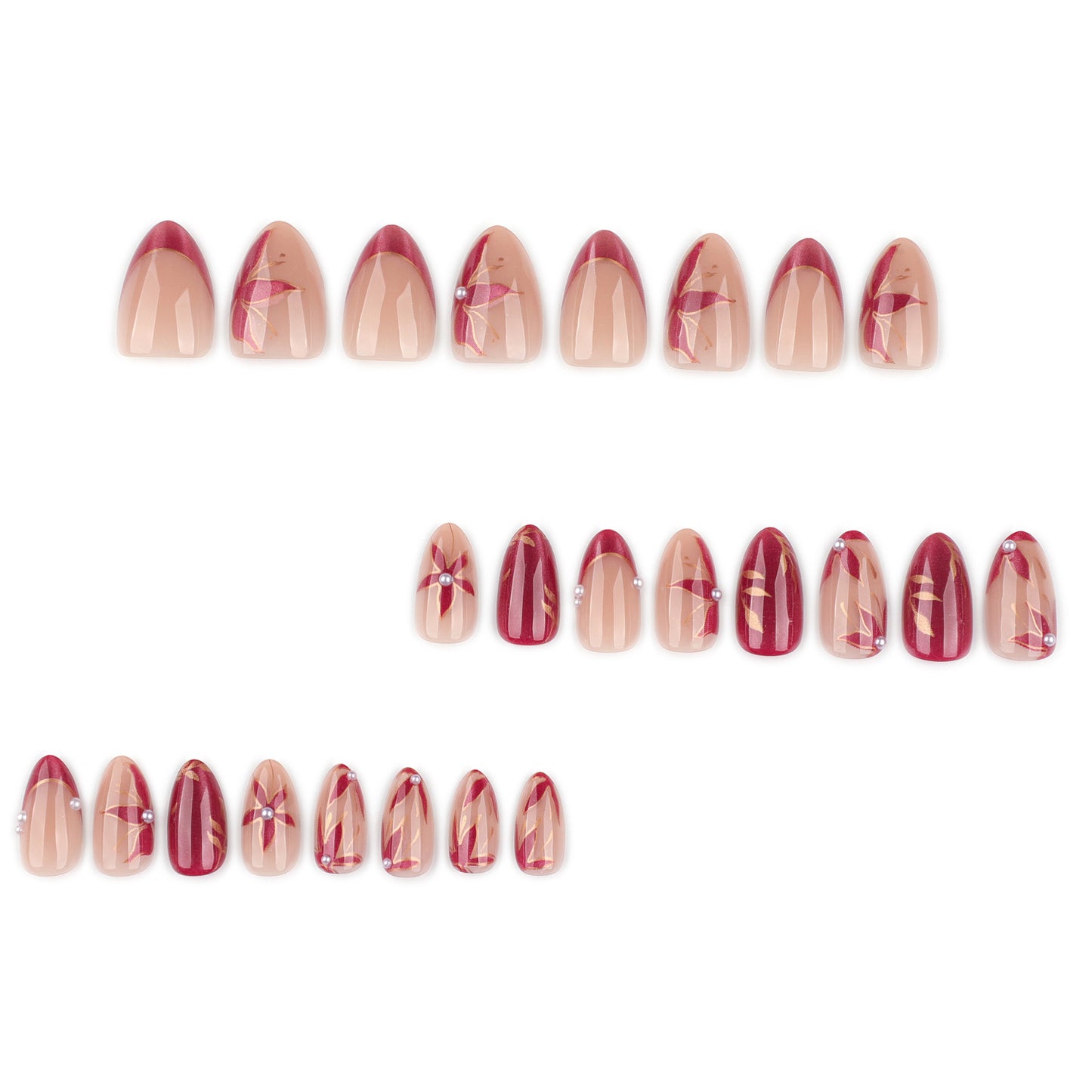 Leaf and Flower Cat Eye Nail Art