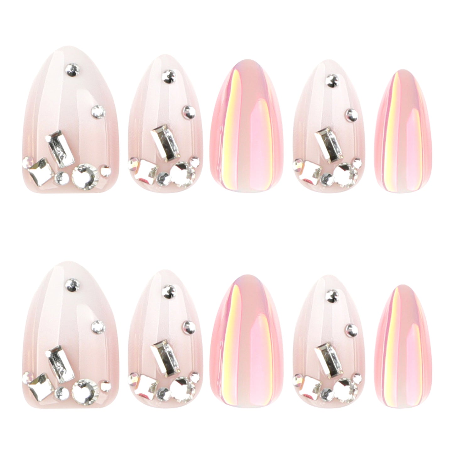 Luxury 3D Jeweled Chrome Press-on Nails