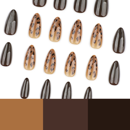 Leopard Print Cat Eye Almond Press-On Nails