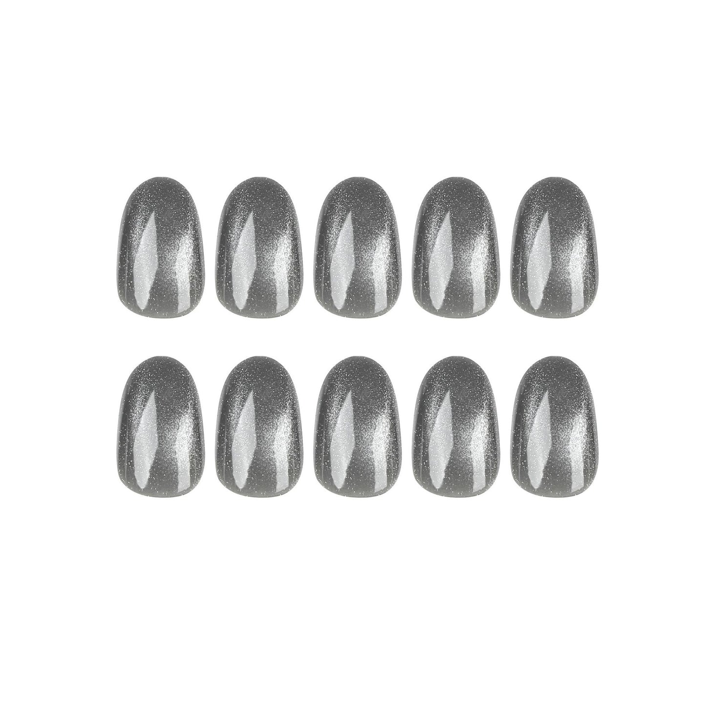 Silver Grey Magnetic Cat Eye Press-on Nails