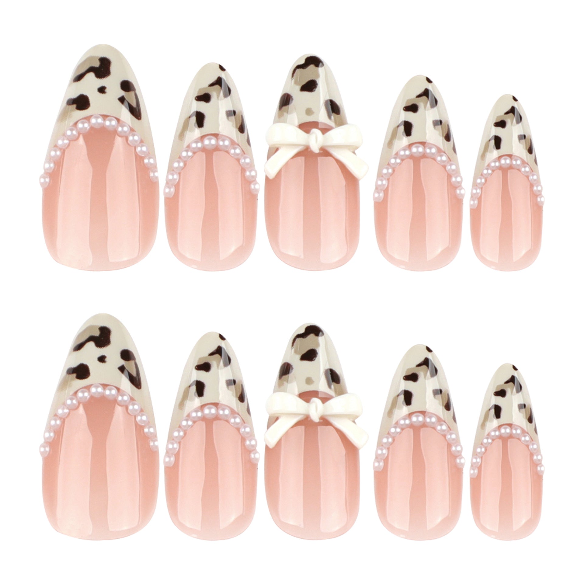 French Leopard Print Bow Veloura Nails
