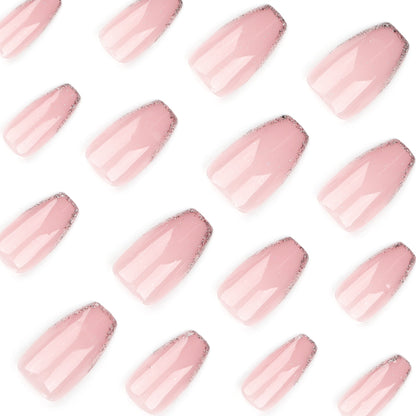 Ballet Nude Pink French Glitter Veloura Nails