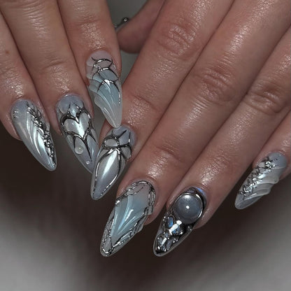Ice Blue Y2K Cyber 3D Nails