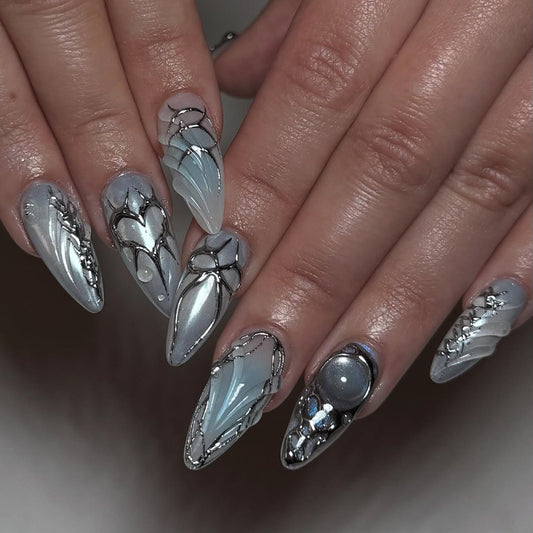 Ice Blue Y2K Cyber 3D Nails
