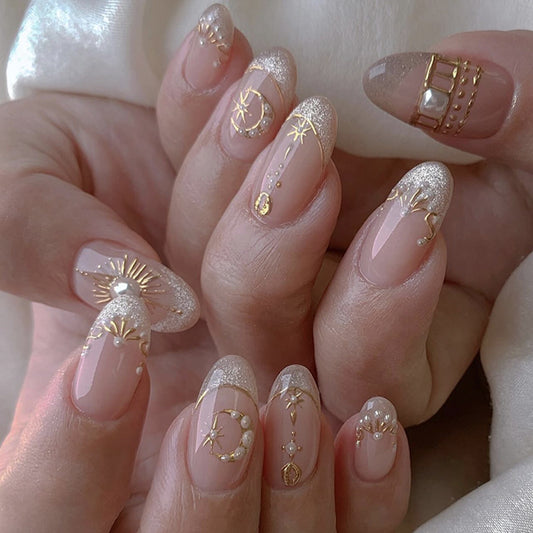Celestial French Starburst Nails