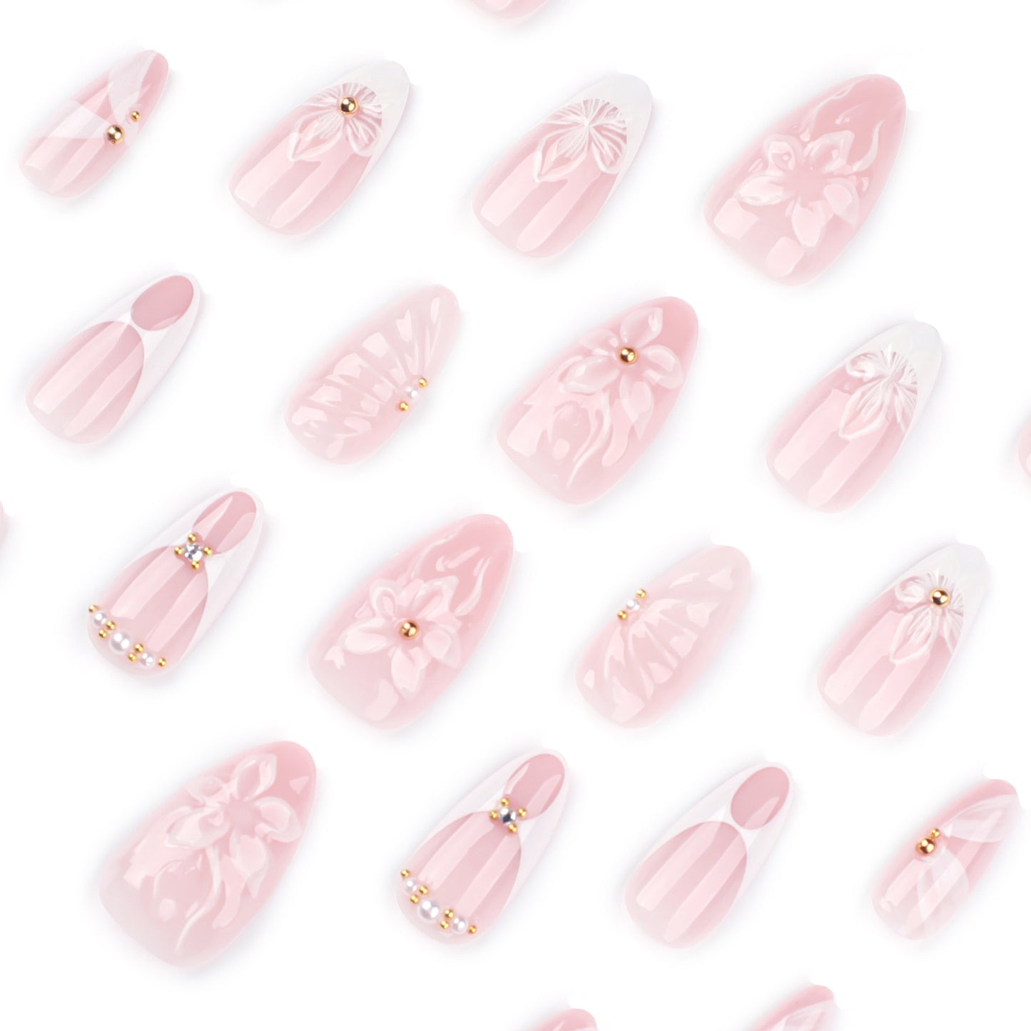 Handmade 3D Sculpted Flower Press-on Nails