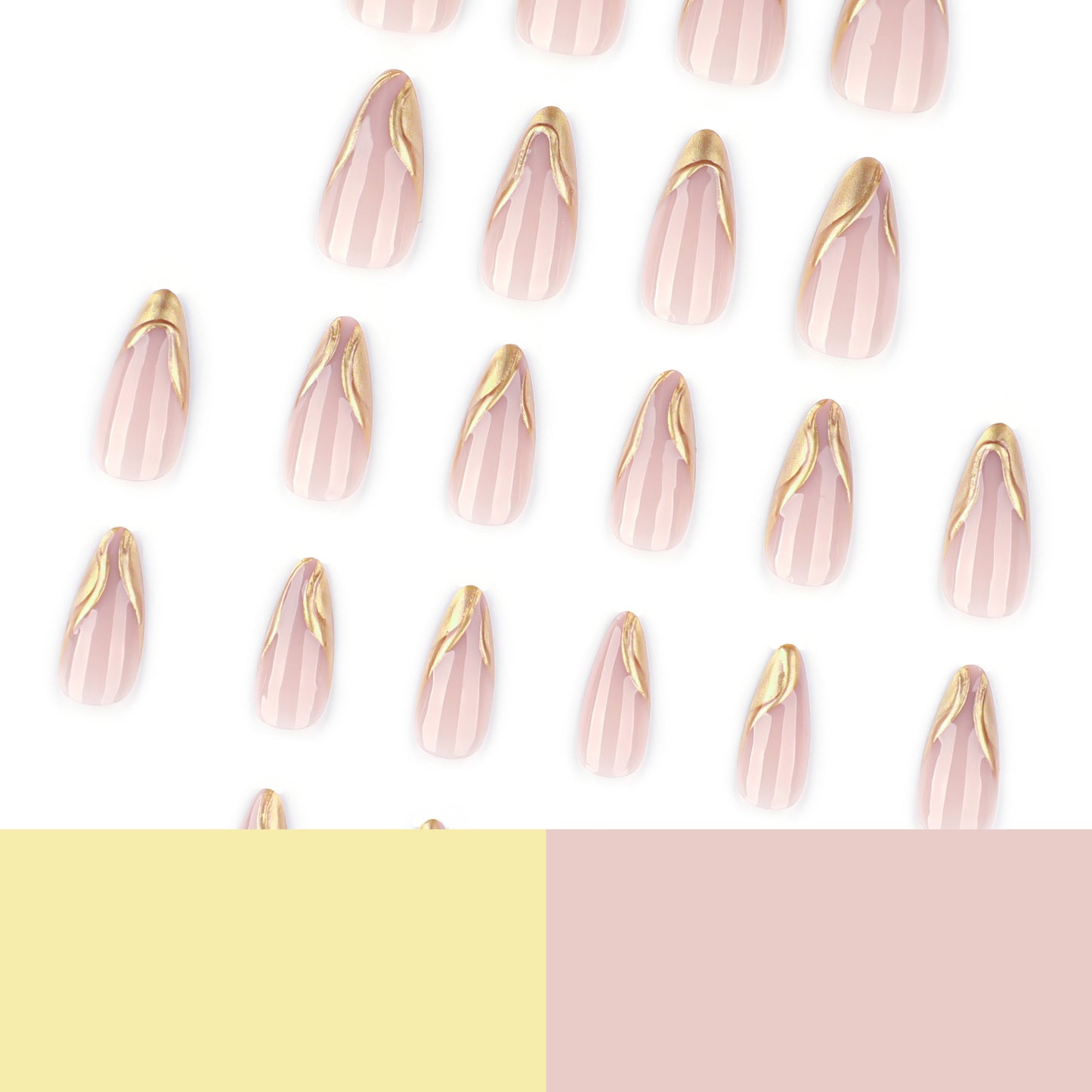 3D Textured Gold Metallic French Tip Press-on Nails