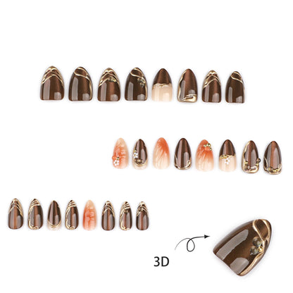 3D Flower Brown Cat Eye Veloura Nails