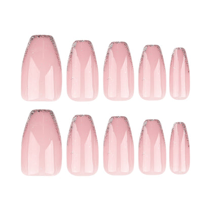 Ballet Nude Pink French Glitter Veloura Nails