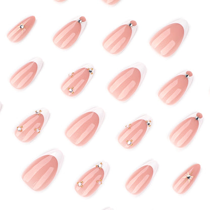 Minimalist French White Sparkle Diamond Nails