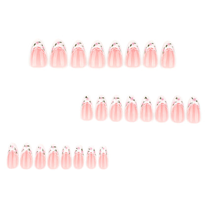 Handmade White French Tip Floral Press-on Nails