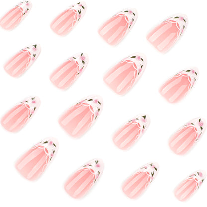 Handmade White French Tip Floral Press-on Nails