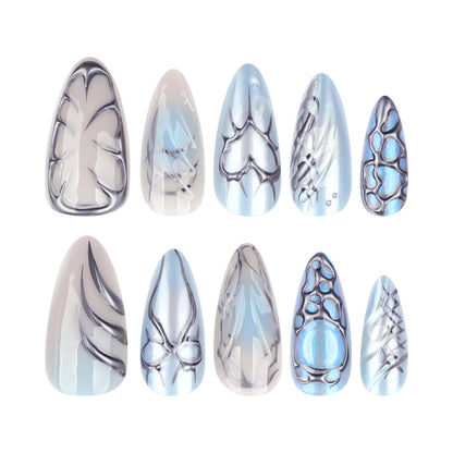Ice Blue Y2K Cyber 3D Nails