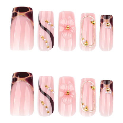 Classic French Manicure with Amber Tortoise & Webbing