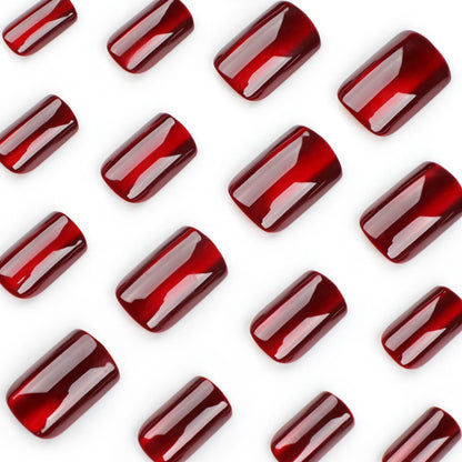 Blood Red Cat Eye Veloura Nails