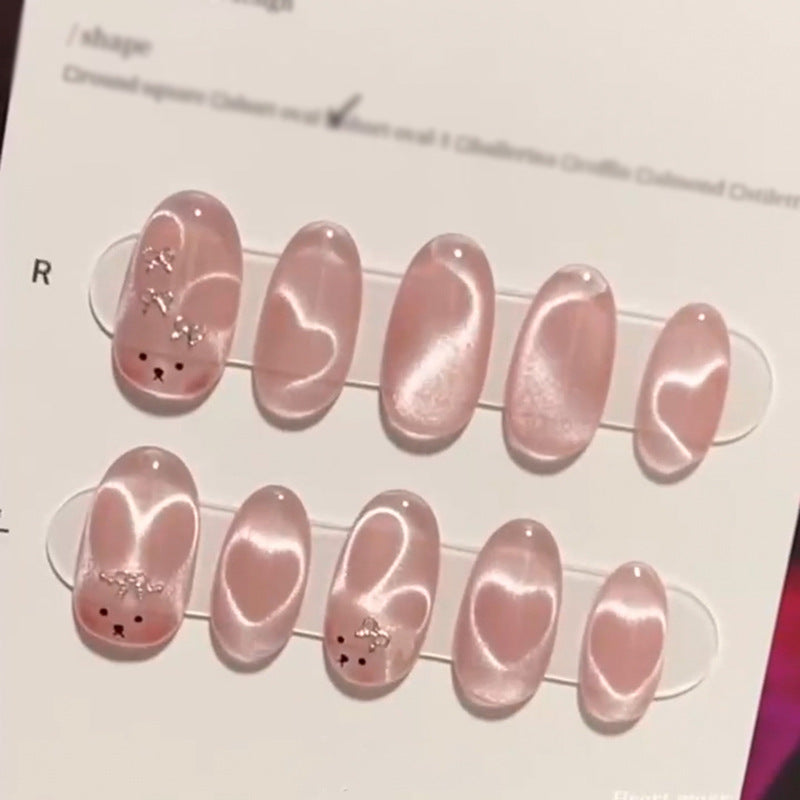 Pink Sweet Cat Eye JP3307 Veloura Nails