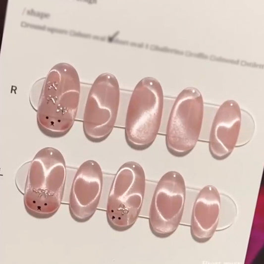 Pink Sweet Cat Eye JP3307 Veloura Nails