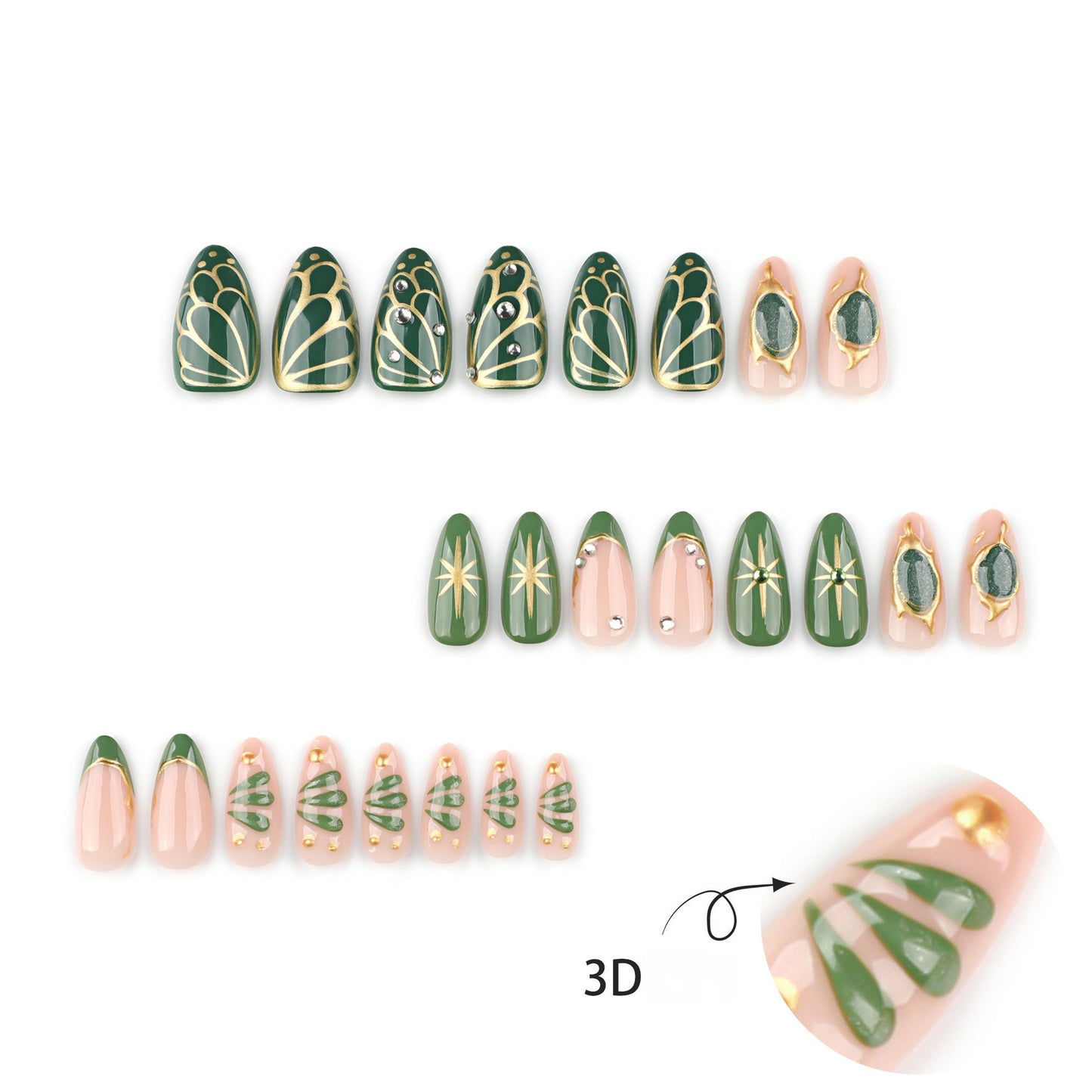Handmade 3D Textured Bohemian Press-on Nails