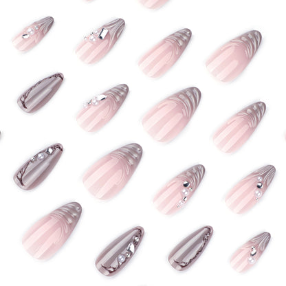 French Light Cat Eye 3D Water Ripple Nails