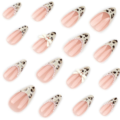 French Leopard Print Bow Veloura Nails