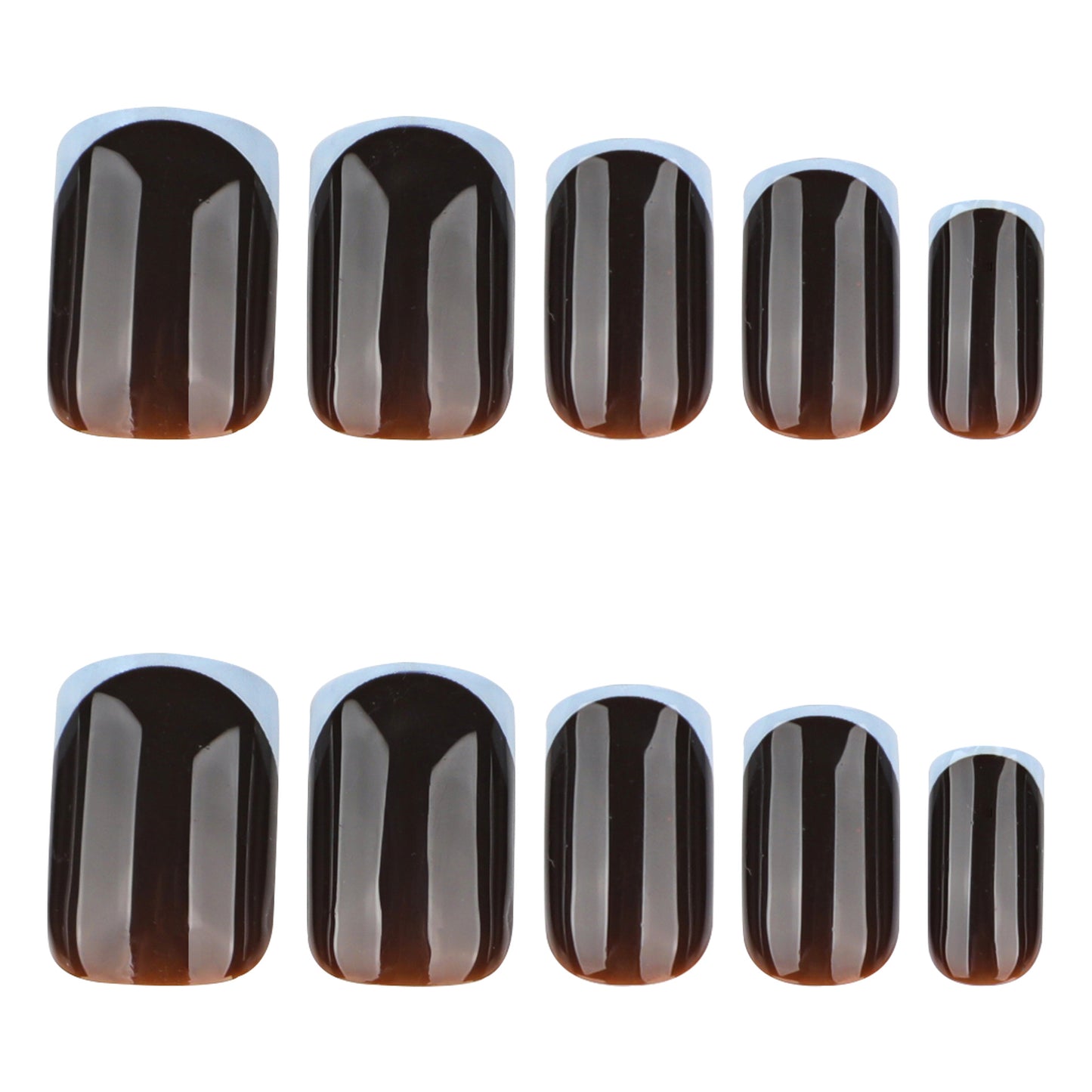 French Light Gray Blue & Brown Tone Nails