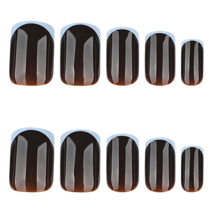 French Light Gray Blue & Brown Tone Nails