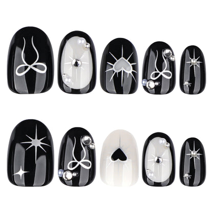 Handmade Goth Black Heart Y2K Press-on Nails