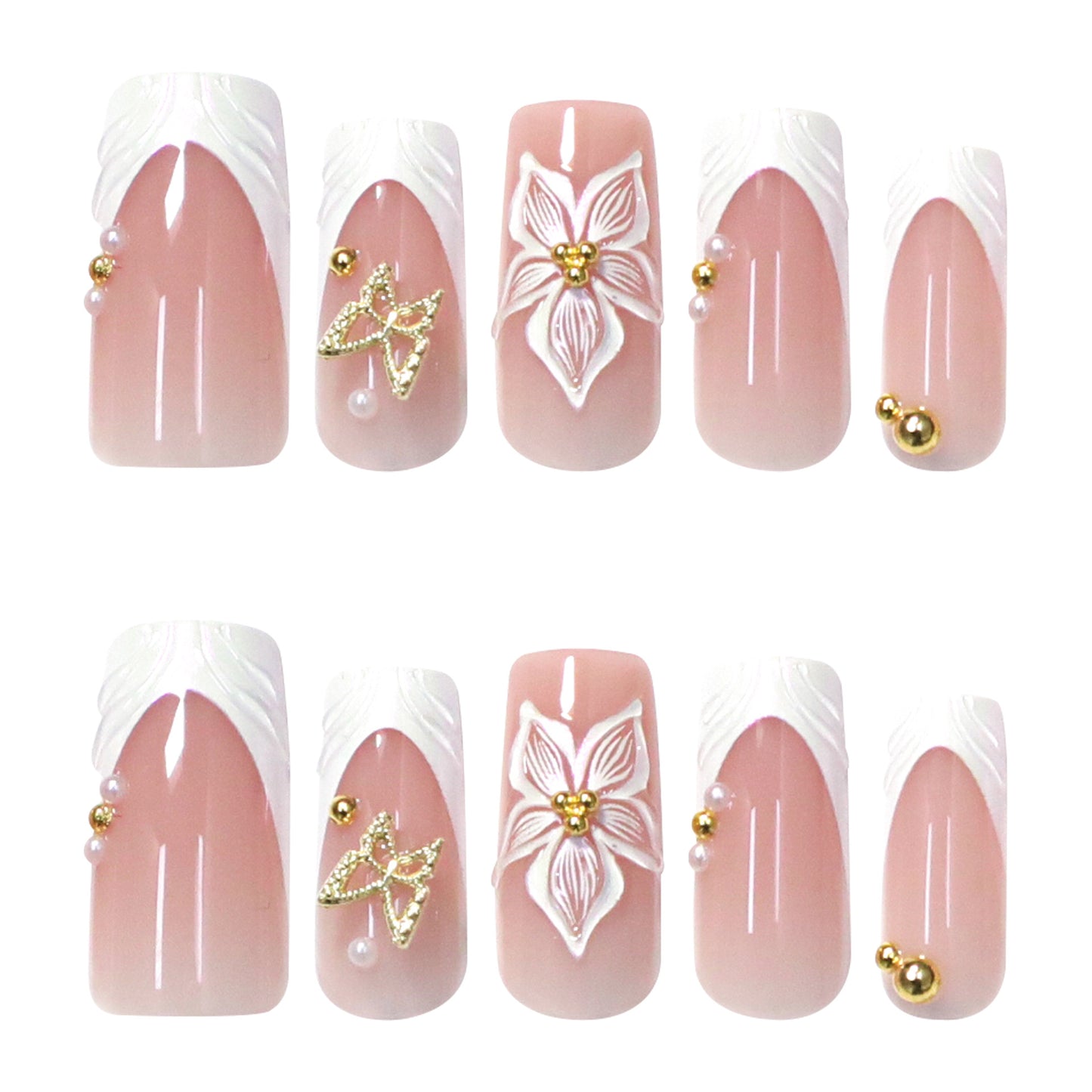 French 3D Flower Nail Art
