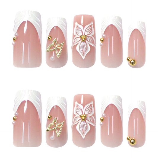 French 3D Flower Nail Art