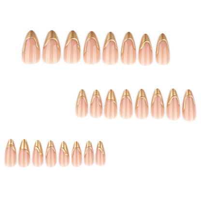 3D French Gold Tip Nails