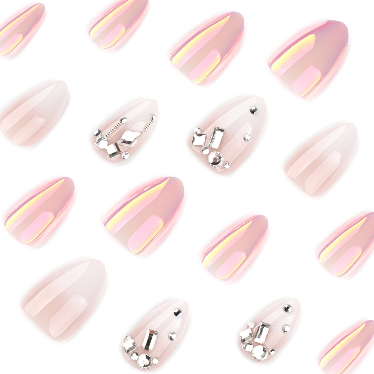 Luxury 3D Jeweled Chrome Press-on Nails