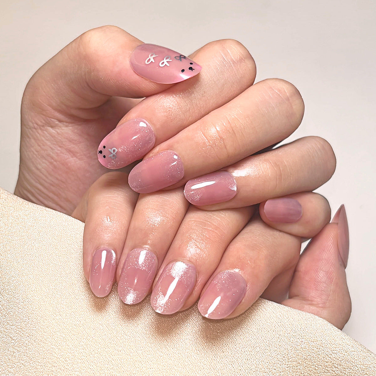 Pink Sweet Cat Eye JP3307 Veloura Nails