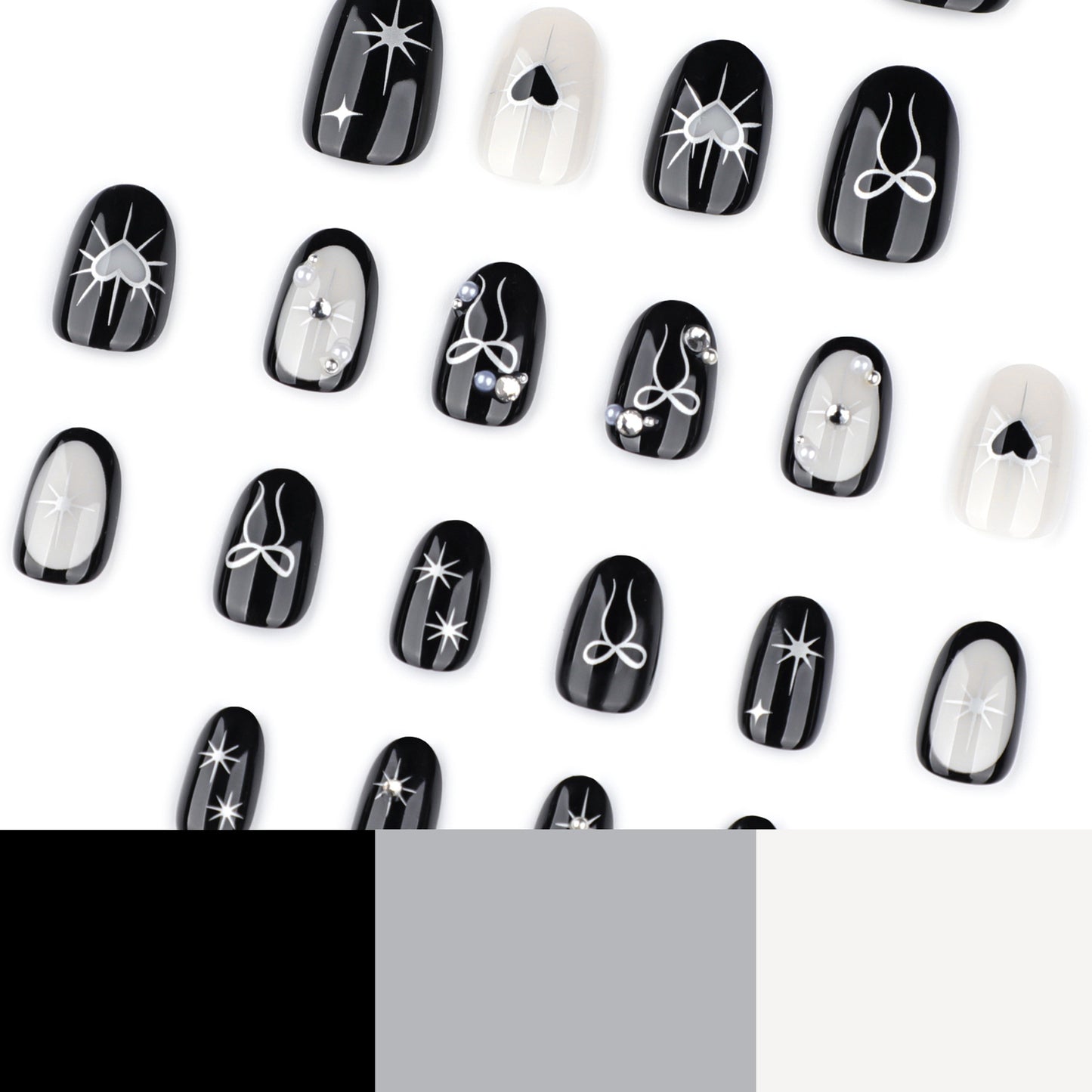 Handmade Goth Black Heart Y2K Press-on Nails