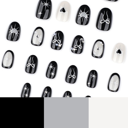 Handmade Goth Black Heart Y2K Press-on Nails