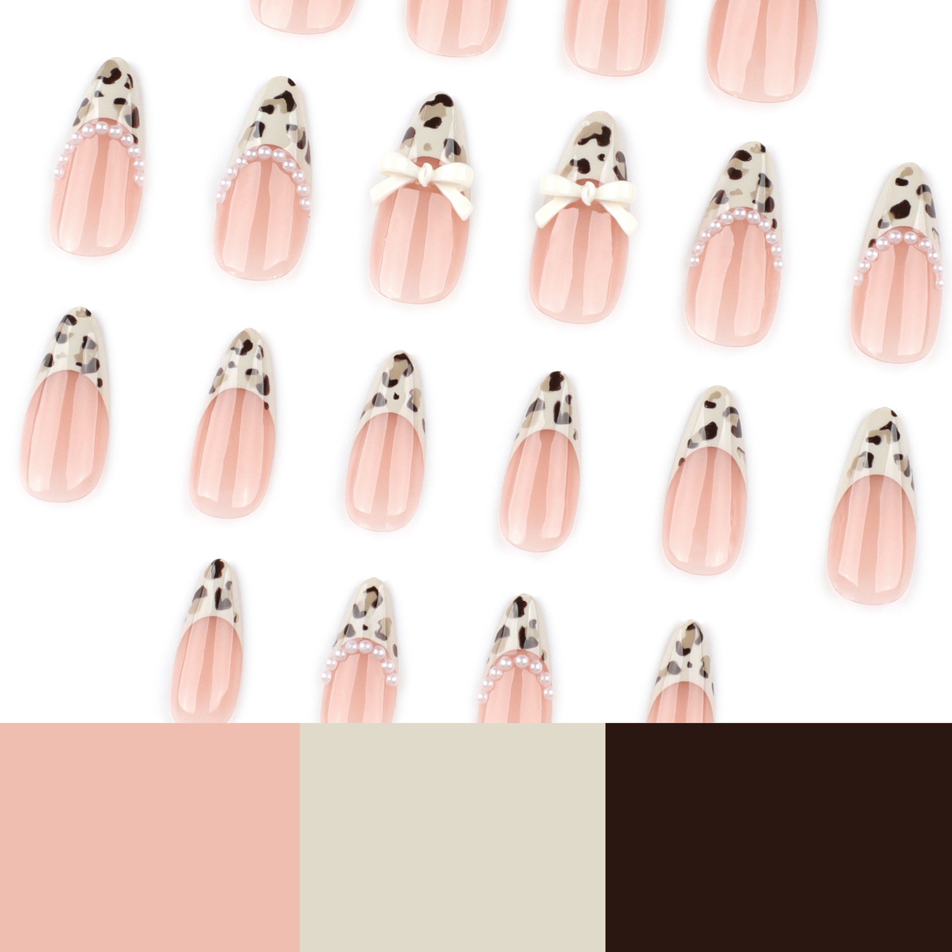 French Leopard Print Bow Veloura Nails