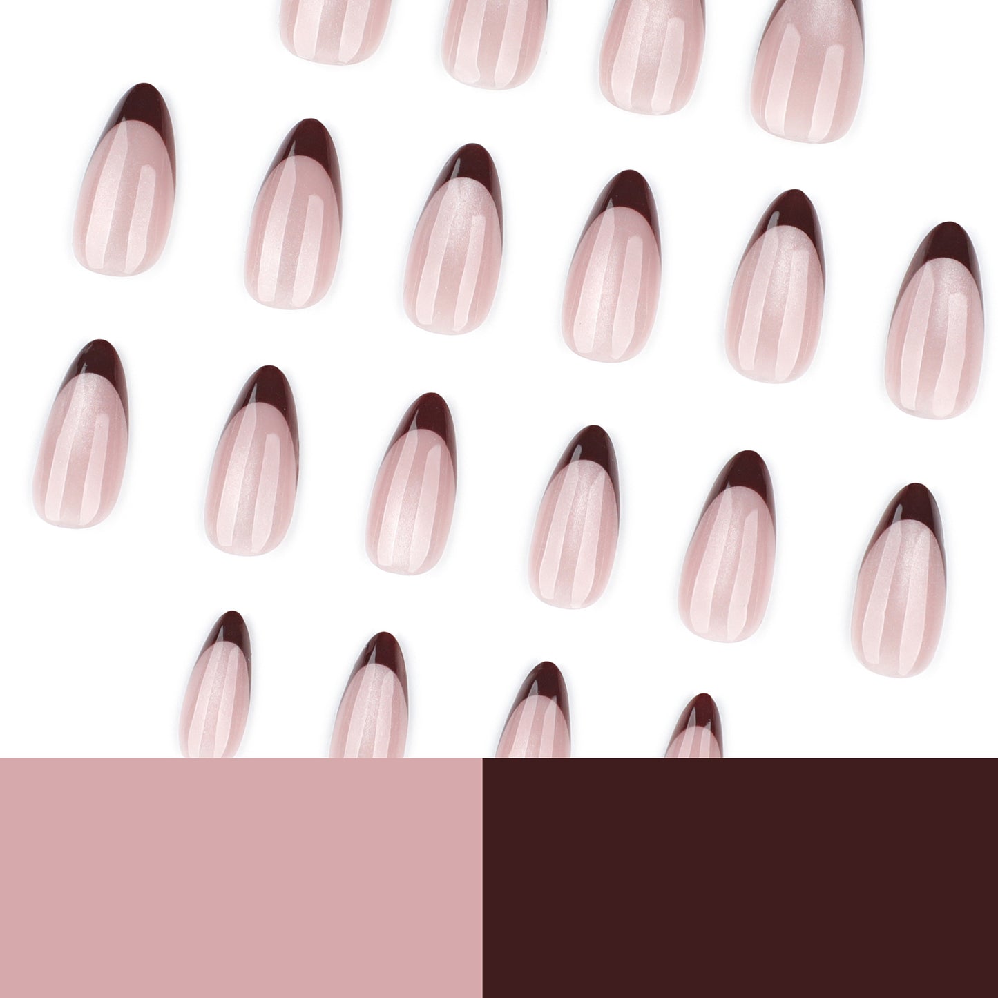 Warm Brown French Cat Eye Nails